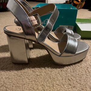 Silver Y-Not Heels